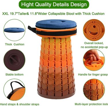 Складаний стілець XXL з подушкою, портативний для дорослих, міцний (1000 фунтів), для кемпінгу, подорожей та відпочинку на природі