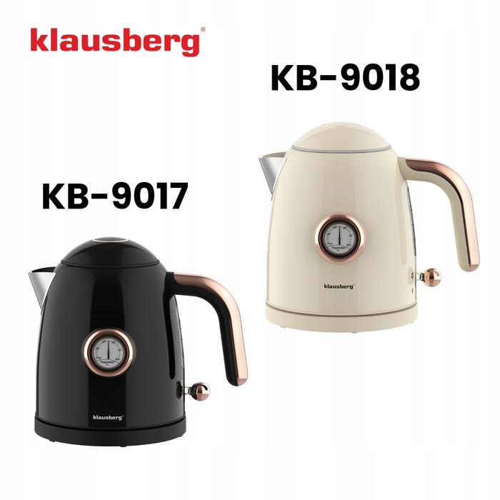 Електричний чайник Klausberg KB-9018 Retro, 1.0 л, з термометром, бездротовий