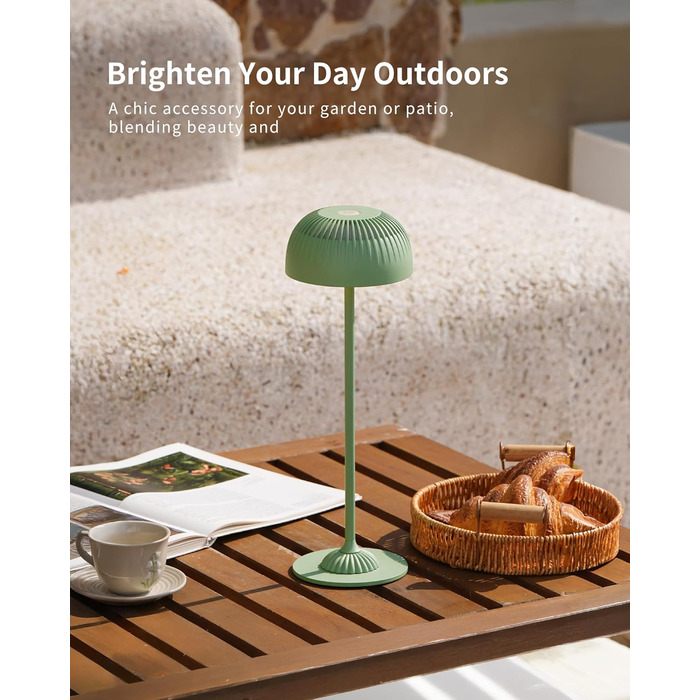 Світлодіодна настільна лампа бездротова LED для вулиці та дому, димована, з акумулятором 5200mAh, IP54, чорна (2 шт)