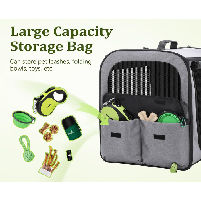 Транспортна переноска для собак Pecute: стабільна, складана, дихаюча, з ролетним віконцем (61x52x45 см)