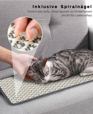 Килимок для котів JanYoo від подряпин, сизаль, 60x25 см (2 шт.) - захист від когтів для меблів