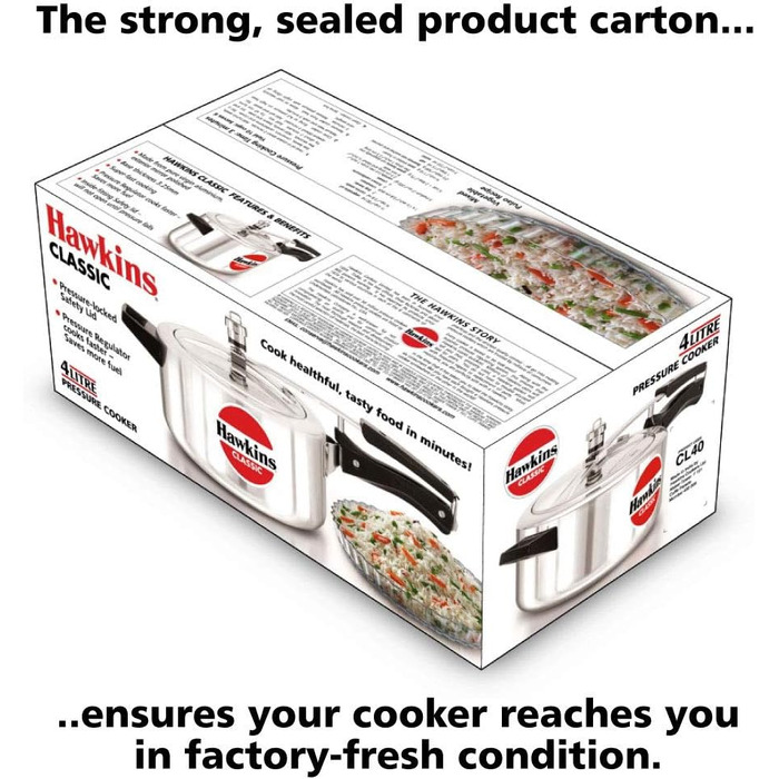 Каструля-скороварка Hawkins Classic CL40, 4 л, алюміній, срібна