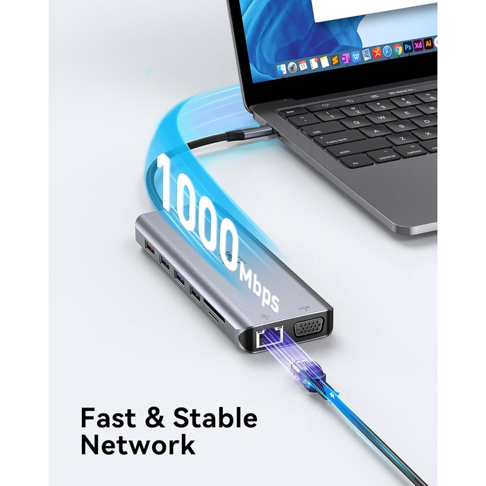 Док-станція USB C 13-в-1 для ноутбука: 2 HDMI, DisplayPort, 5 USB, Ethernet, 100W PD, SD/TF, Audio/Mic, підходить для Dell, HP, Surface