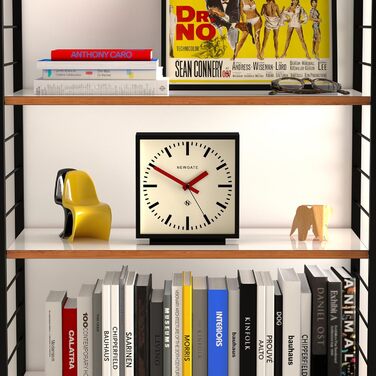 NEWGATE® Amp Silent Sweep Clock – 'No Tick' – a Modern Mantel Clock – Clocks for Living Rooms – Office Clock – Desk Clock – Mantel Clocks – Station Dial (Red)
