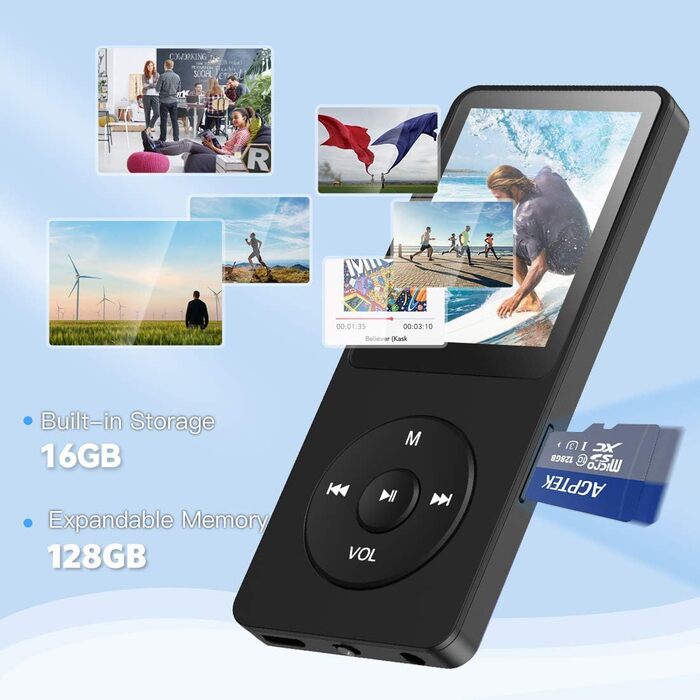 MP3-плеєр AGPTEK 32GB зі спікером, 70 годин роботи від акумулятора, 1.8