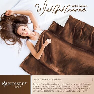 Плед KESSER® з м'якого флісу та шерпи, 220 x 240 см (XXL), теплий та затишний, для дивана або ліжка