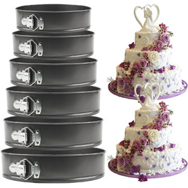 Набір форм для випічки (6 шт.) - круглі, знімний дно, антипригарне покриття, для тортів та пирогів