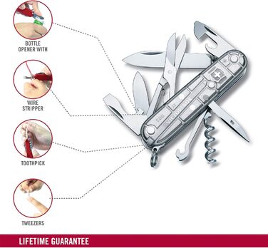 Мультитул Victorinox Climber, Швейцарський ніж, 14 функцій, з прозорим корпусом