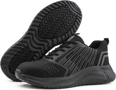 Черевики робочі чоловічі/жіночі Hitmars, захисні черевики зі сталевим підноском, зручні кухарські черевики, легкі черевики, черевики для дахів, чорні/сині, EU36-48 (46 EU, чорні робочі черевики)