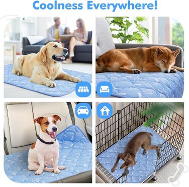 Rywe Cooling Mat for Dogs - Upgraded Colorfastness, Thicker, Washable, Self-Cooling Mat, 70x90cm Dog Mat - Non-Slip, Soft, Water-Absorbent, Odor-Reducing, Summer Dog Blanket for Dogs and Cats - (L, Blue)