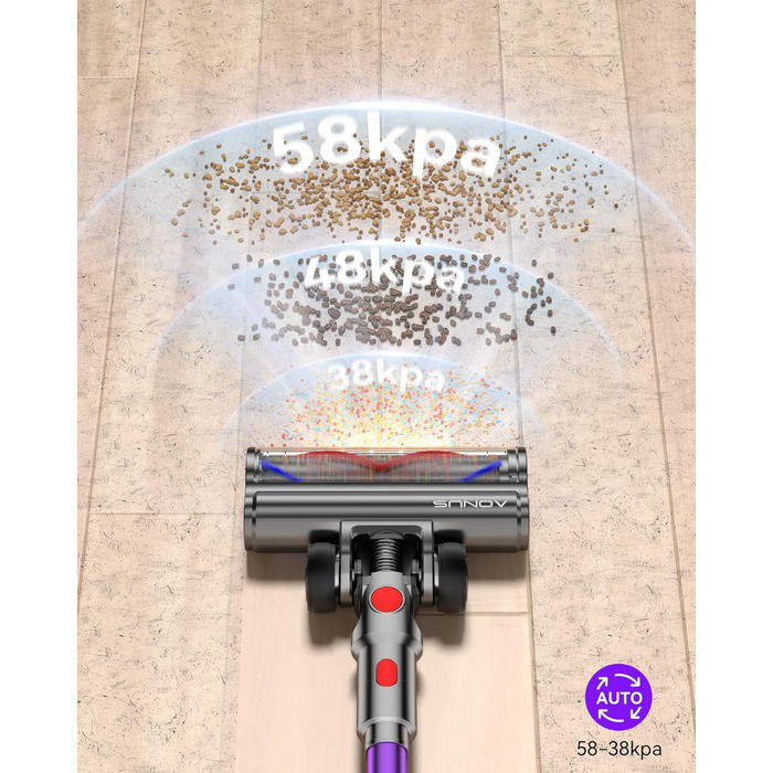 Бездротовий пилосос Aonus A9 Max 58Kpa з акумулятором, 600W, 1.8L, з сенсорним екраном, до 75 хвилин роботи, для твердих поверхонь, килимів та шерсті тварин