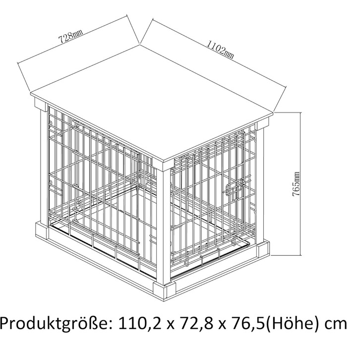 Дерев'яний вольєр для собак Dobar® розмір M - Будка для собак з поверхнею столу - Будка для собак для дому - Будка для собак з масиву дерева - журнальний столик - 83 x 55 x 59 см - Білий