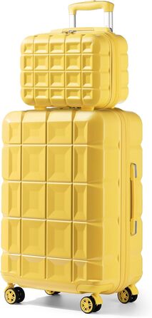 Набір валіз KONO 2 в 1: велика валіза (62 см) та косметичка (жовтий колір)