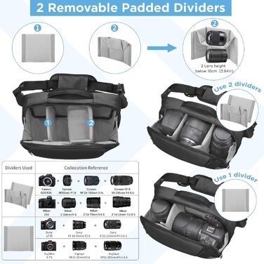 Чохол для камери DSLR/SLR TAAOKA, водонепроникний, з кріпленням для штатива, сумка на плече для фотографів (чорний)
