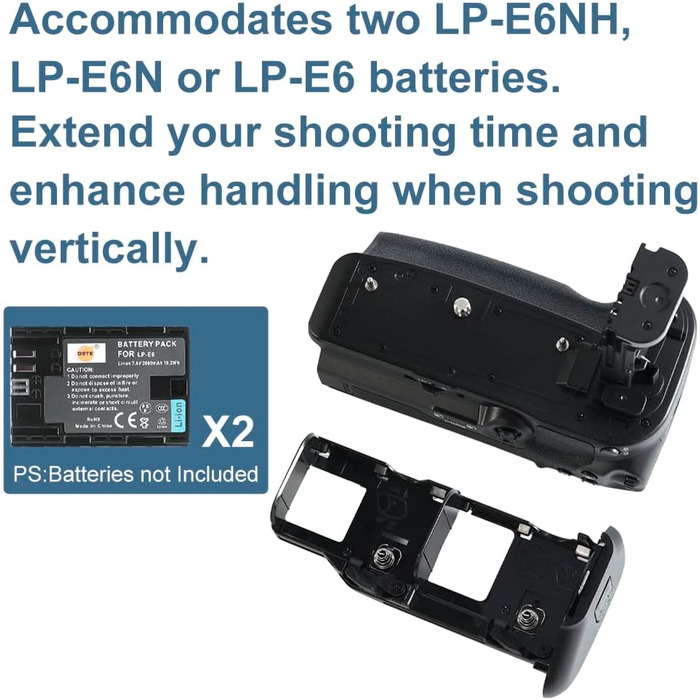 Батарейний хват DSTE 4365C001 BG-R10 сумісний з акумуляторами LP-E6, LP-E6N, LP-E6NH та камерами Canon EOS R5, EOS R6, EOS R5 C