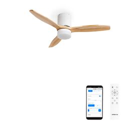 Вентилятор стельовий з підсвіткою Windcalm Line білий/дерево, Wi-Fi, пульт, 132 см, 40W