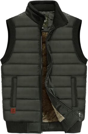 Чоловіча флісова жилетка з багатьма кишенями для риболовлі та відпочинку, тепла зимова жилетка з термо коміром, армійний колір (3XL)