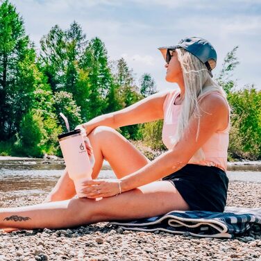 Термокружка Hydro2Go з трубочкою – BPA-free, придатна для миття в посудомийній машині, 10 годин гаряче/12 годин холодне, термокружка To-Go (1200 мл, Рожевий)