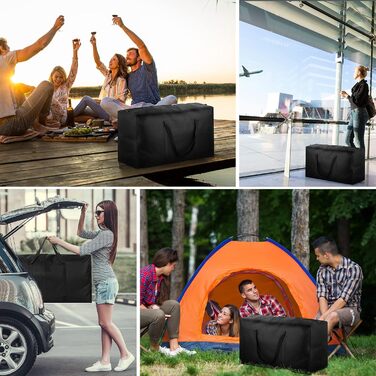 4 Pack Extra Large Travel Duffel Bag, Foldable, Waterproof, 600D Oxford Cloth, Durable Travel Bags for Men and Women, Strong Moving Boxes for House, Luggage Bags, Black, Travel