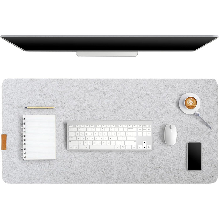 Підкладка для столу з фетру | 100x40 см | Нековзна килимок для миші | Великий фетровий килимок для офісу та дому | Захист столу (світло-сірий)