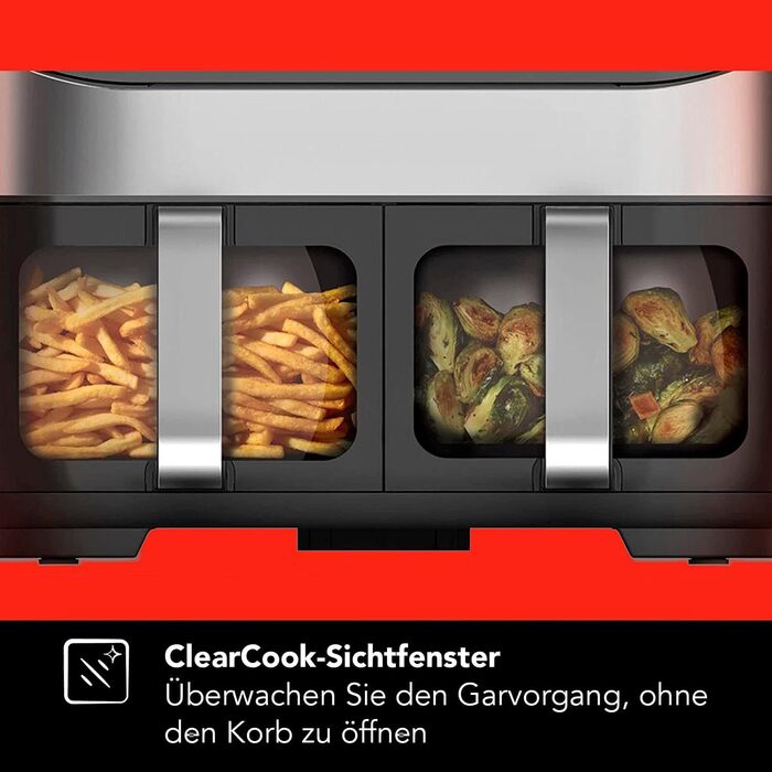 Мультифрітюрниця Instant Vortex Plus 5.7L з ClearCook, 6-в-1, Чорний, 1700W, Сталь з оглядовим вікном, 8L