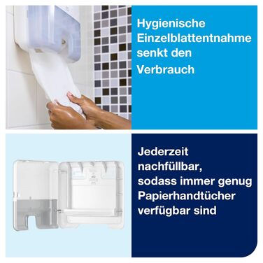 Tork Xpress Mini Spender for Multifold Towels White H2, Single Towel Dispensing, Elevation Design, 552100