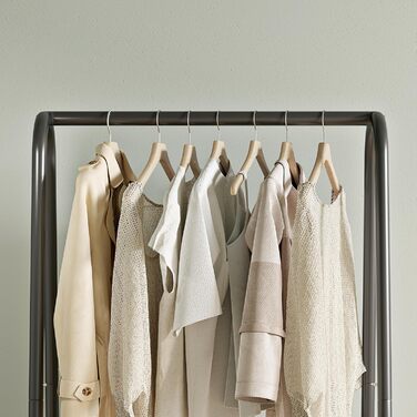 Robust metal clothes rack with double shelves for hanging clothes, freestanding and portable metal clothes rack, 62 L x 35 W x 157.5 H cm space-saving design, Gold (Black)