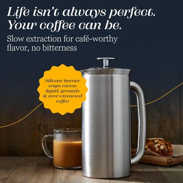 ESPRO P7 Френч-прес з подвійними стінками, ізольований, з нержавіючої сталі, з мікрофільтром, 0.95 л, для приготування кави та чаю