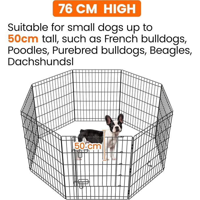 Вольєр для цуценят Yaheetech 8-секційний, 61x61 см з дверима, для собак, котів, кроликів