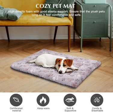 BVAGSS Orthopedic Dog Bed, Washable Dog Cushion Fluffy Dog Mat, Reversible Soft and Warm Dog Bed for Small, Medium, Large Dogs XH079 (106x71x4cm, Grey Paw)