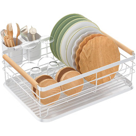 Dish Drying Rack, Dish Basket, Dish Drying Rack, Dish Drainer, Dish Drying Rack for Kitchen Counter Sink Organizer (White)