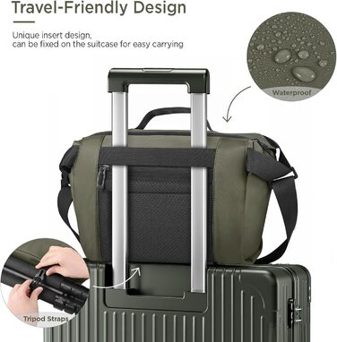 Сумка для камери TAAOKA: DSLR/SLR/беззеркальні камери, водонепроникна, з кріпленням для штатива, Crossbody (Темний зелений)