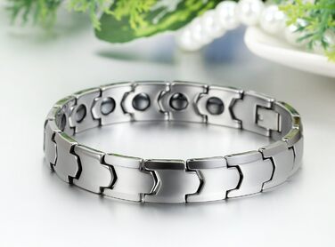 Чоловічий магнітний браслет JewelryWe з вольфраму та вольфрамового карбіду, 12 мм, шестигранний, полірований, масивний, з гвинтовими ланками, срібло/золото (срібло-1)