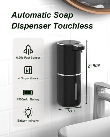 Автоматичний диспенсер для мила Dalugo USB-C, електричний сенсорний дозатор мила, 4 рівня, для кухні та ванної кімнати, білий