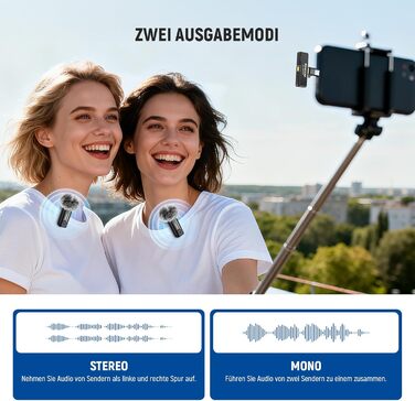 NEEWER Бездротовий петличний мікрофон KM23Max з акумулятором 8 годин, шумозаглушенням та USB-C, сумісний з DJI, Insta360, iPhone, Android, PC