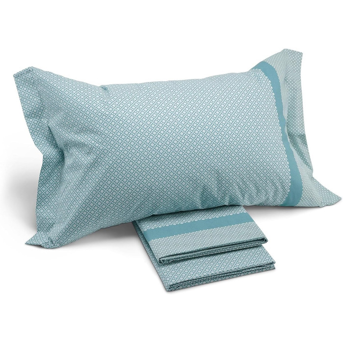 Caleffi - Bedding Set for Double Bed made of 100% Cotton, 240 x 280 cm, Fitted Sheet for Double Bed, Mattress Protector 180 x 200 cm, for Mattress with a Height of 25 cm, 2 Pillowcases 50 x 80