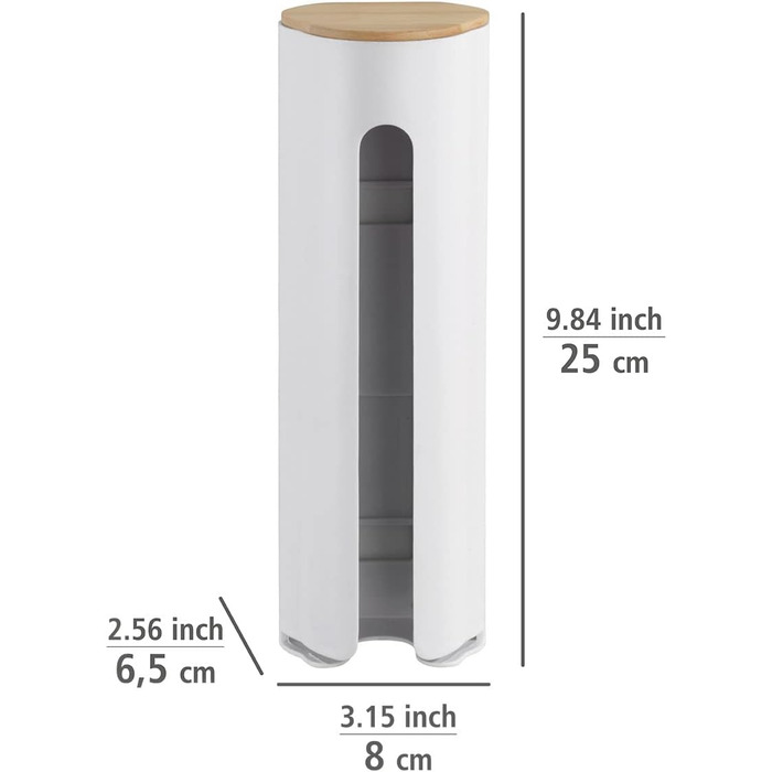 Тримач для ватних дисків WENKO Laresa, білий/натуральний, з бамбука та пластику, 8 x 25 x 6,5 см