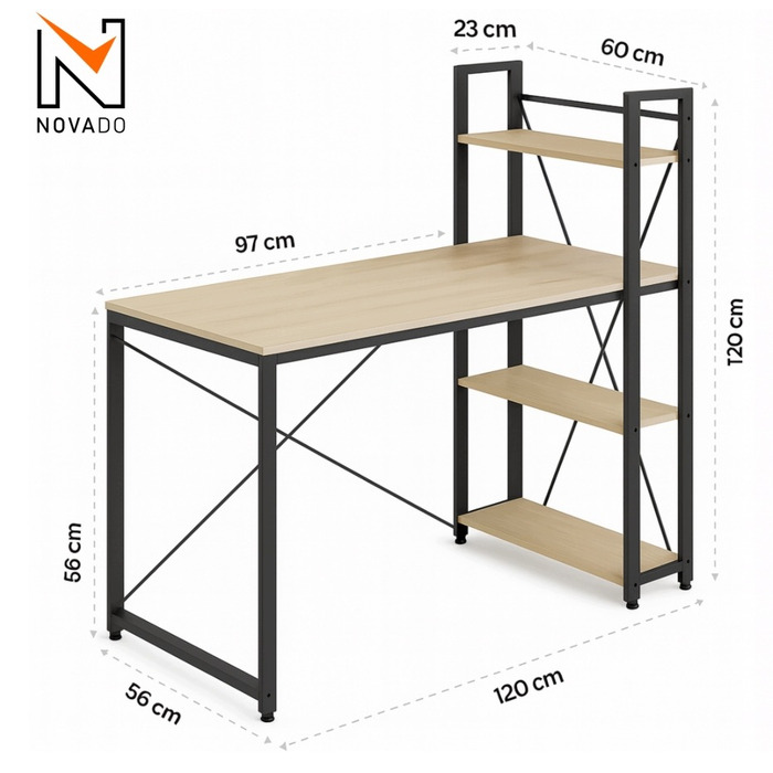 Прямокутний письмовий стіл NOVADO 120 x 60 x 120 см, дуб, горіх