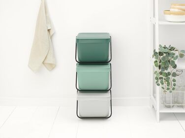 Сміттєвий кошик з кришкою Brabantia Sort & Go 16-20 л, для сортування відходів та тари, світло-зелений (Fir Green)