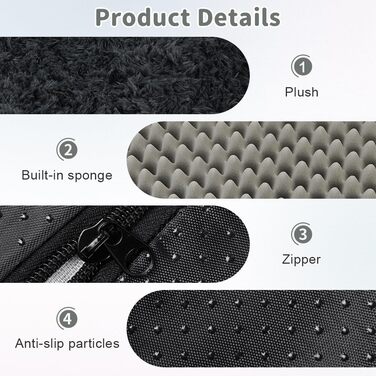 М'яке ліжко для собак та котів Aomig: квадратне, плюшеве, 75x50x8 см, сірий колір