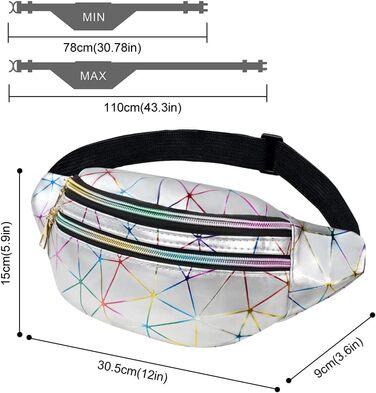 Flintronic Поясна сумка спортивна світловідбиваюча, металева водонепроникна, з відділенням для карт, для подорожей, хайкінгу, велоспорту, срібна (#2)