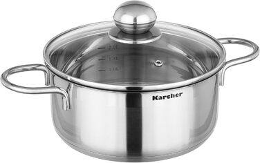 Karcher 14-Piece Stainless Steel Cookware Set with Glass Lids - Induction Compatible