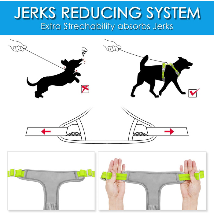 ThinkPet шлейка для собак від тяги з ручкою - регульована, без тиску, світловідбиваюча, дихаюча, з підкладкою (S, зелений)