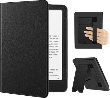 Чохол Fintie для Kindle Paperwhite 12-го покоління (2024/2025) та Kindle Colorsoft/Signature Edition, з підставкою, петлею та авто-сном, чорний