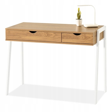 Прямокутний письмовий стіл Mebel-Partner 100 x 45 x 75 см, білий/золотий дуб