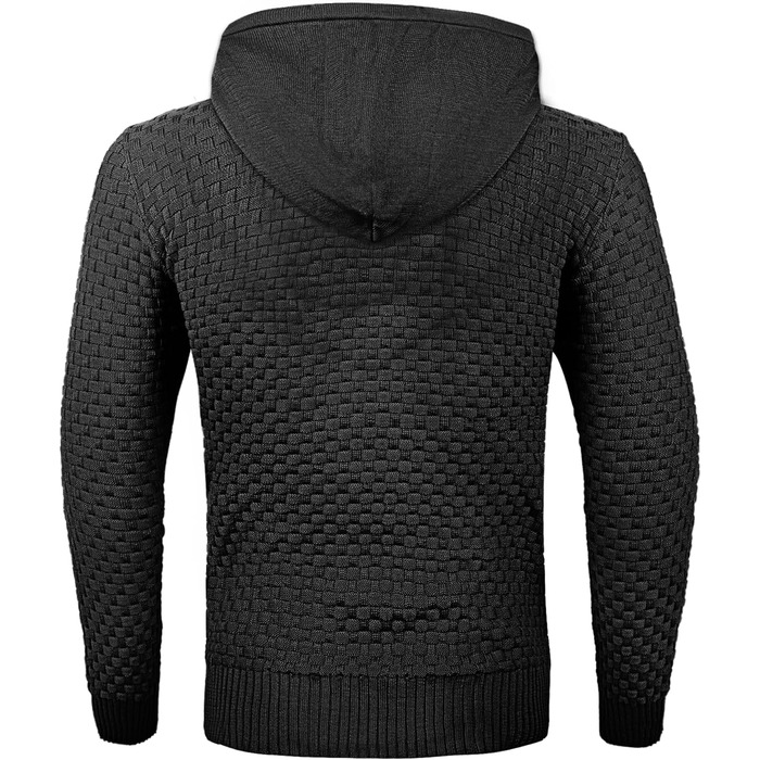Пуловер чоловічий TARAINYA з капюшоном, теплий светр з довгим рукавом, чорний, XL