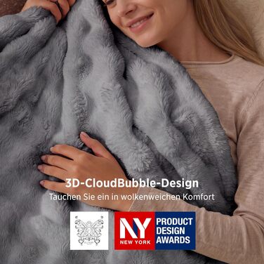 Електрична грілка-ковдра BEDSURE для підігріву, м'який флісовий плед, 130x180 см, сірий