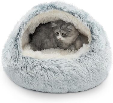 CATISM Cat Bed Washable Cat Sleeping Place for Cats Plush Pet Cat Head Pillow Cat Cushion Fluffy Kitten Puppy Snuggle Bed Pet Bed Grey