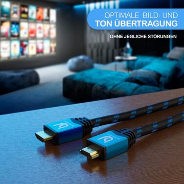 HDMI 2.0b кабель 4K 2 метри для домашнього кіно та геймінгу | Підтримка 4K@60Hz, HDR10+, Dolby Vision, ARC | Сумісний з PS5, Xbox Series X, UHD TV, Blu-Ray Player | Синій