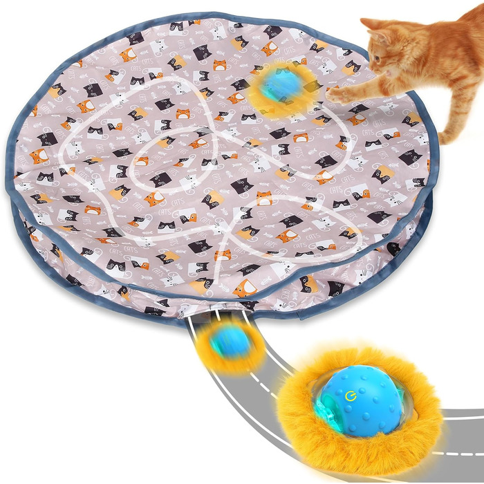 PUHOHUN Cat Toy Ball for Adult Cats Indoor | Interactive Automatic Cat Toy Ball | Fast Rolling - Motion-Activated Chirping | Mouse-Hunting Game (Brown)
